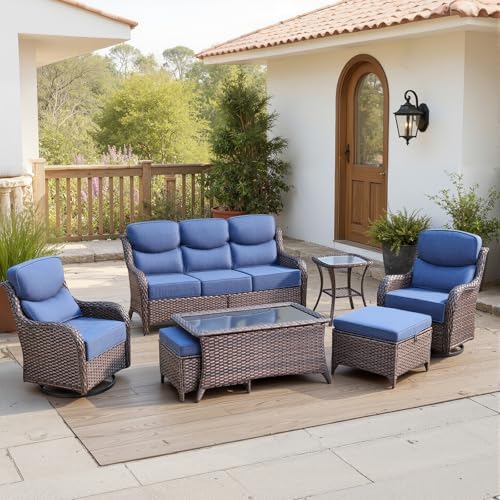 Luxury 6" Thick Cushioned 7 Pieces Patio Furniture Set by Belord
