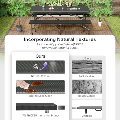 VSOAEIL 6 Foot Folding Bench 2 Pack, Foldable Plastic Bench Indoor Outdoor - Image 4