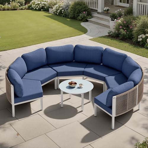 7 Piece Aluminum Outdoor Sectional Sofa Set, Curved Sofa by VredHom