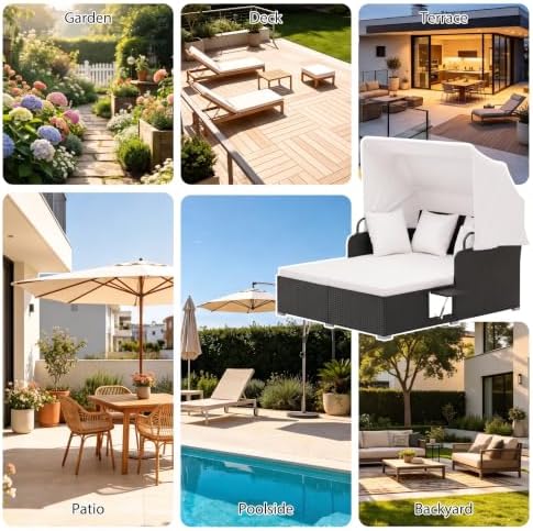 COSTWAY Outdoor Daybed with Retractable Canopy - Image 7
