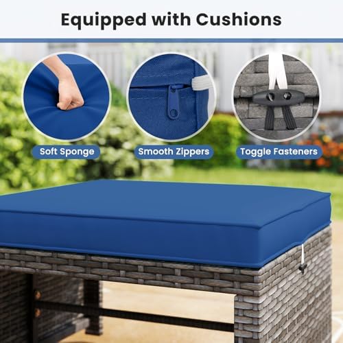 HAPPYGRILL Patio Ottomans Set of 2, PE Rattan Footstools - Image 6