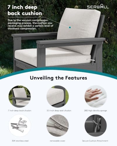 SERWALL HDPE Outdoor Patio Furniture Set Outdoor Couch - Image 4