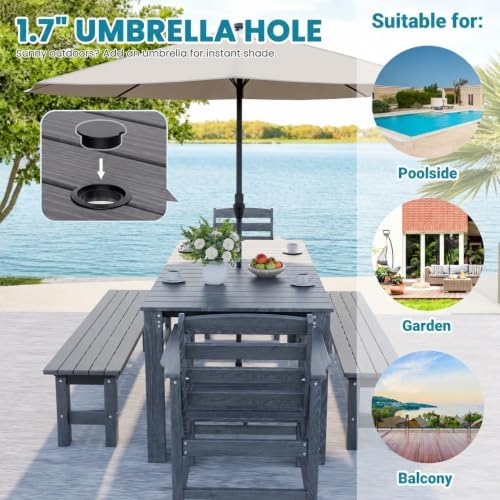 Dining Table Set, 5-Piece HDPE Outdoor Dining Set - Image 3
