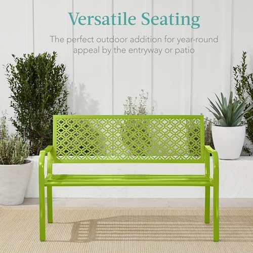 Best Choice Products Outdoor Bench 2-Person Metal Steel Benches Furniture - Image 6