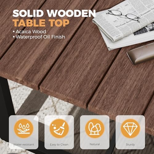 Outdoor Acacia Wood Dining Table, 6-Person Patio Dining Table - Image 5