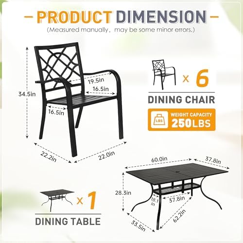 7-Piece Outdoor Wrought Iron Chairs and Table Patio Dining Furniture Set - Image 2