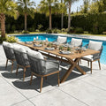 7 Pieces Outdoor Patio Dining Set, Aluminium Rectangular Dining Table and by LayinSun