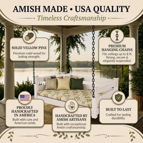 Amish Made White Twin Bed Hanging Daybed Made in USA - Image 5