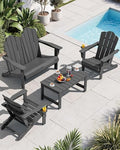 SERWALL 4-Pc HDPE Adirondack Set, 2 Chairs, 1 Bench & 1 Coffee Table by SERWALL
