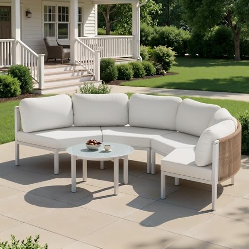 5 Piece Aluminum Outdoor Sectional Sofa Set, Curved Sofa by VredHom