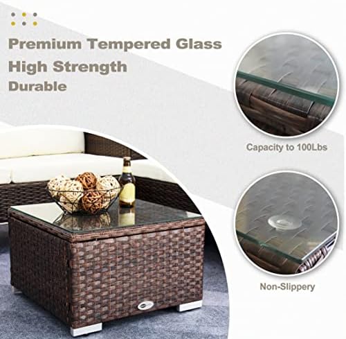 DIMAR GARDEN Outdoor Coffee Table Wicker Patio Side Table - Image 5