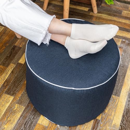 Patio Outdoor Ottoman, Round Pouf Footstool by AbunHeri