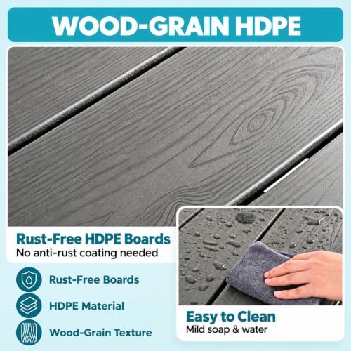 Dining Table Set, 7-Piece HDPE Outdoor Dining Set - Image 2