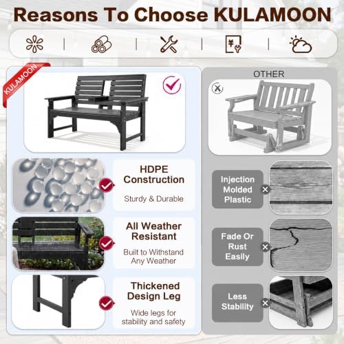 Outdoor Bench, HDPE 2-Person Garden Bench - Image 6