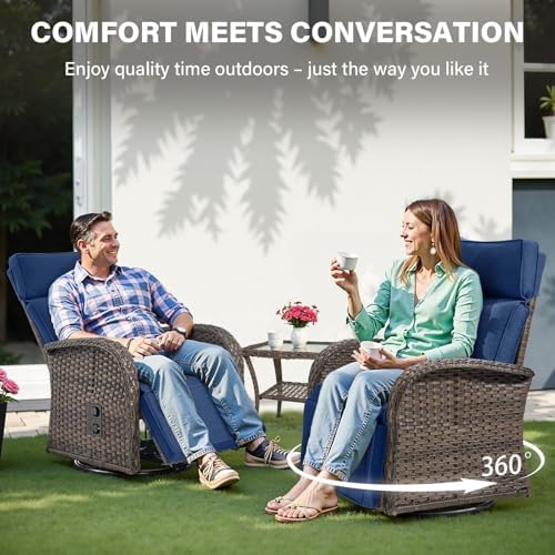 Dual-Adjust Swivel Outdoor Recliner Chair Set of 3 - Image 4