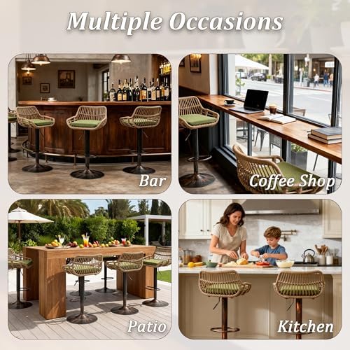 Rattan 360° Swivel Bar Stools for Outdoor - Image 6