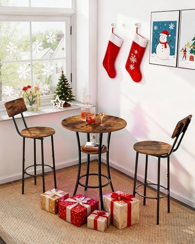 Round Bar Table, 2-Tier High Top & Counter Height Dining Table, - Image 4