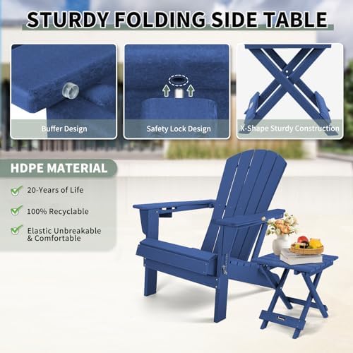FUNBERRY Outdoor Folding Adirondack Side Table Set of 2, Patio End Table - Image 5
