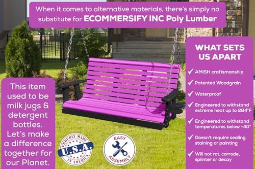 Poly Lumber Wood 4FT Porch Swing Amish Craftsmandship Made in USA HDPE - Image 3