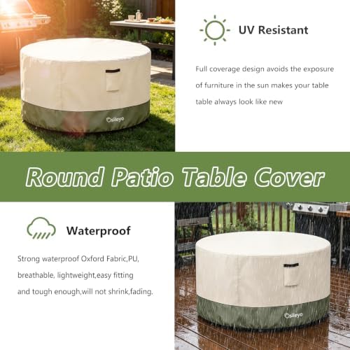Round Outdoor Table Cover 600D Waterproof Heavy Duty Patio Furniture Covers - Image 6