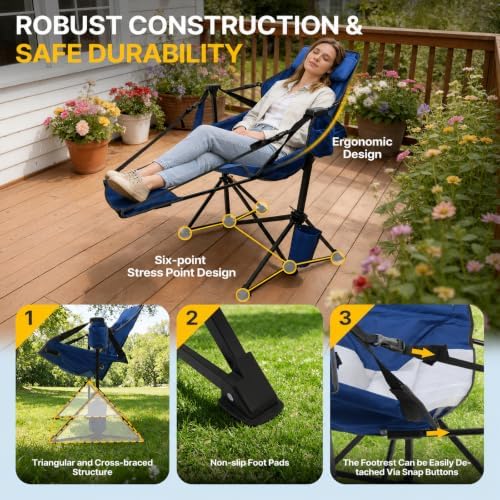 Hammock Camping Chair with Footrest, Oversized Swinging Chairs - Image 4