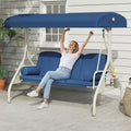 Patio Swings with Canopy, Modern Porch Swing with Stand, 3 Person Outdoor Swing by DAYARUS