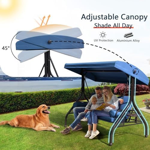 NOBLEMOOD 3-Seat Patio Porch Swing - Image 4