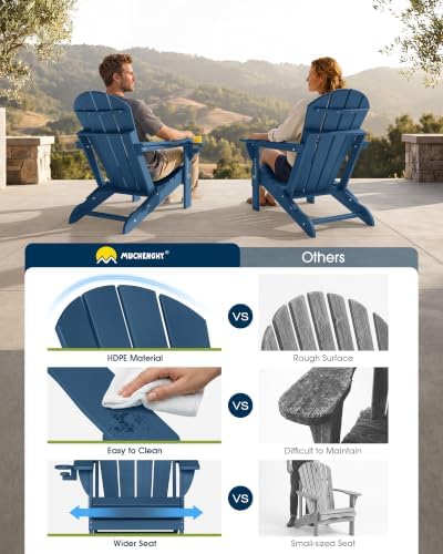 MUCHENGHY Folding Adirondack Chairs Set of 6, HDPE Patio Chair - Image 7