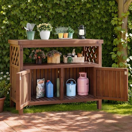 Jocisland Solid Wood Outdoor Potting Bench by Jocisland