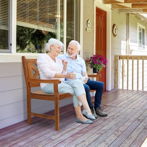 VINGLI 50" Outdoor Wood Bench, Weatehr Resistant Wooden Garden Patio Bench - Image 7