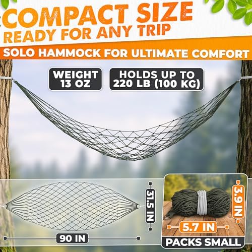 Camping Hammock Without Stand, Net Mesh Hammocks - Image 2