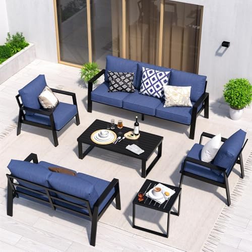 Aluminum Outdoor Loveseat, Oversized Patio Couch, Modern Sofa All Weather Metal - Image 2