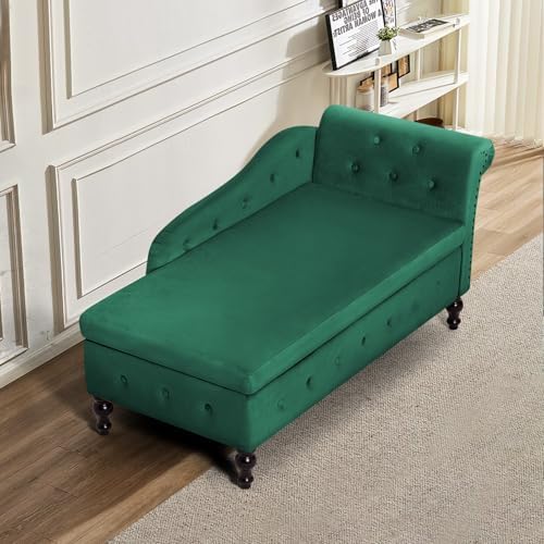 Velvet Chaise Lounge w/Right Armrest & Storage Space - Image 7