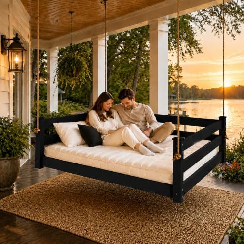 Amish Made Black Full Bed Hanging Daybed Made in USA - Image 4