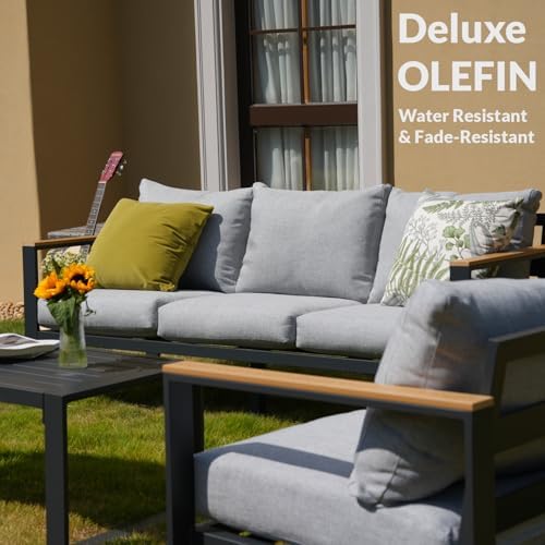 Aluminum Outdoor Patio Loveseat, Metal Double Seat Sofa - Image 6