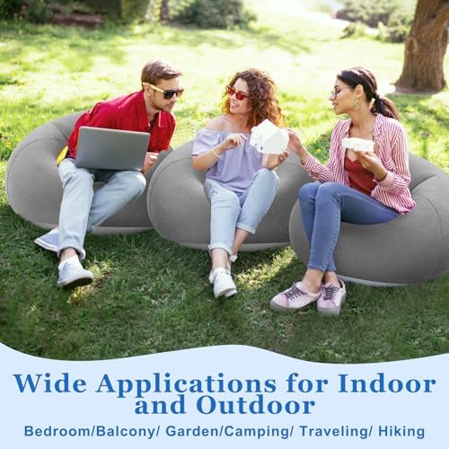 Realspring Inflatable Bean Bag Chairs, Dark Gray - Image 5