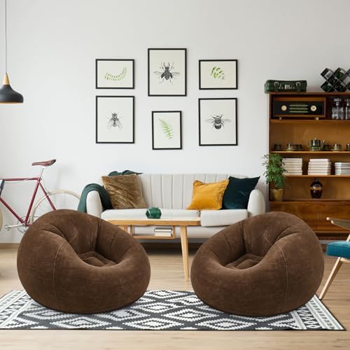 Realspring Inflatable Bean Bag Chairs, Dark Coffee - Image 2