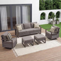 Patio Furniture Set, 5-Piece Beige Outdoor Conversation Set Metal Arm by Pugire