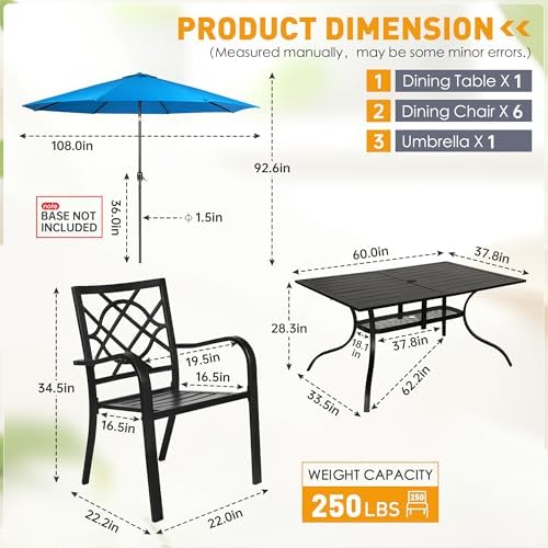 8-Piece Outdoor Wrought Iron Chairs and Table Patio Dining Furniture Set - Image 3