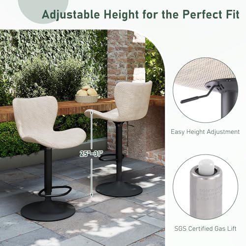 Furnimart Adjustable Outdoor Bar Stools Set of 6, All-Weather Textilene Swivel - Image 5