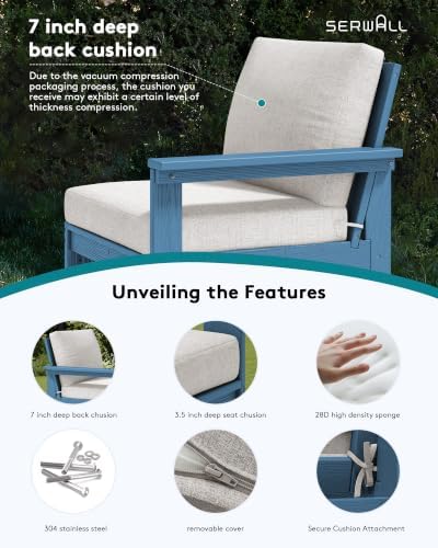 SERWALL HDPE Outdoor Patio Furniture Set Outdoor Couch - Image 5