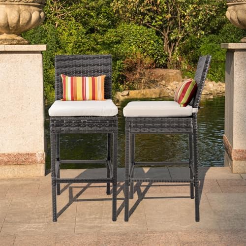 Sundale Outdoor Wicker Bar Stool Set of 6, 29 Inch Seat Height Patio Stool - Image 6