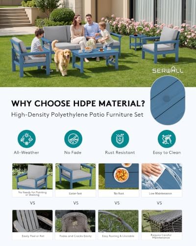 SERWALL HDPE Outdoor Patio Furniture Set Outdoor Couch - Image 3