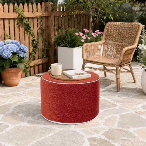 Patio Outdoor Ottoman, Burnt Orange, Pouf Footstool - Image 4
