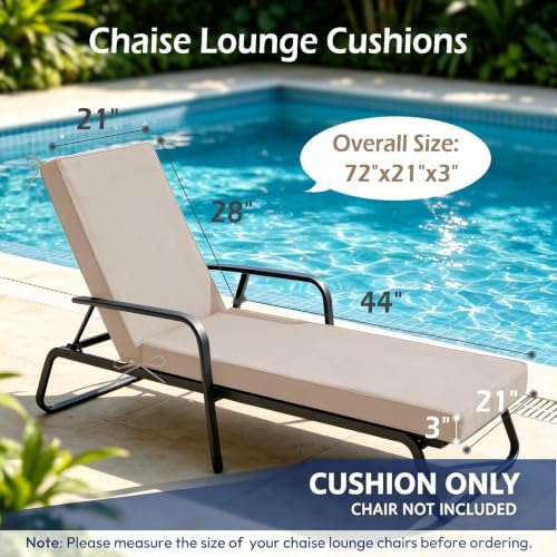 Chaise Lounge Cushions Outdoor Set of 2 - Image 2