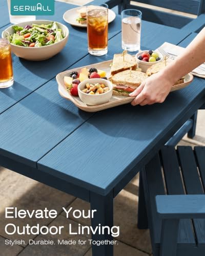 SERWALL Outdoor Dining Set, 9 Piece HDPE Patio Dining Set - Image 6