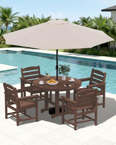 SERWALL 6-Pc Dining Set, 4 Chairs&9FT Umbrella by SERWALL