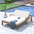 Merax Acacia Wood Outdoor Daybed Sofa, Farmhouse Patio Sun Lounger by Merax