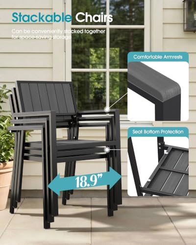 Aluminum Outdoor Patio Dining Chairs, All-Weather Furniture - Image 6
