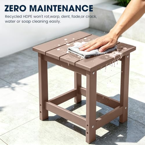 Patio Side Table, Heavy Duty HDPE Outdoor End Table - Image 5